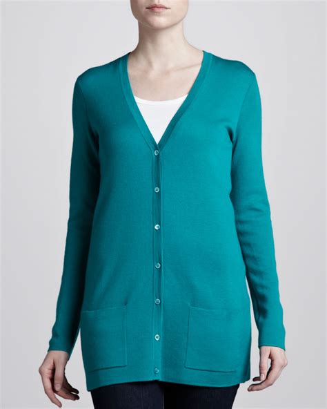 Turquoise Cashmere Knit Cardigan 